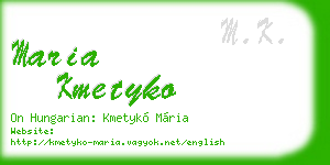 maria kmetyko business card